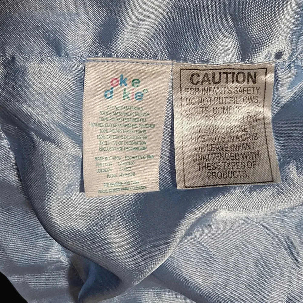 Okie Dokie Thank Heaven for Little Boys Blue Teddy Bear Satin Trim Lovey Blanket